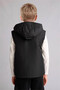 School Windproof Hooded Zippered Black Vest for Boys G9807A826Au - 8