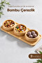 3 Round Bowl Bamboo Snack Bowl with Tray