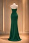 Crepe Fabric Chest Low-Cut and Slit Detailed Stone Design Strap Maxi Dress 583173 Emerald - 4