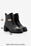 Women's Round Toe Zippered Stitched Detailed Thick Heeled Boots Merisin Black - 8