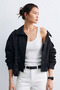 Polo Collar Balloon Sleeve Detail Jacket-024 Black - 2