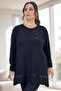 Stone-Embroidered Circular Neck Bell Cut Plus Size Blouse - 4