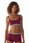 Burgundy Harvard Bralet with Removable Pads