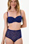 Navy Blue Bloom Lace Bra - 2