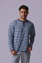 Defy's Men's Oversize Striped Long Sleeve Snap Collar T-Shirt - 5
