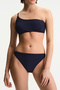 Navy Blue Hailey One-Shoulder Textured Bikini Top - 5