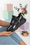 Cata black and white lace-up knit detail women's sneakers - 4