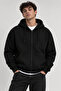 Men's Slim Fit Knitted 3 Thread Zippered Fleece Cardigan Black - 3