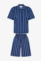 Navy Blue Midnight Striped Short Sleeve Shirt Shorts Pajama Set - 5