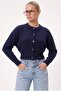 Women's Tilia Crop Navy Blue Knit Cardigan - 2