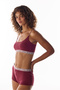 Burgundy Harvard Bralet with Removable Pads - 2