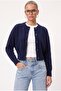 Women's Tilia Crop Navy Blue Knit Cardigan