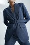 Diel Fabric Belted Navy Blue Jacket - 2
