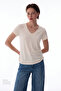 Ecru Modal V-Neck T-Shirt