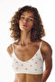 Ecru Openwork Patterned Seamless Bralet with Removable Pads
