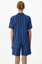 Navy Blue Midnight Striped Short Sleeve Shirt Shorts Pajama Set - 4