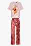 Pink Winnie the Pooh Monday Vibes Bear Patterned Pants Short Sleeve Pajama Set - 6