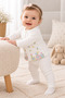 100% Cotton Floral Figured Baby Girl Top and Bottom Set - 2