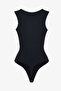 Black U-Neck Soft Textured Bodysuit - 5