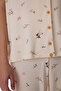 Beige Margot Patterned Buttoned Shirt Capri Pajama Set - 4