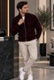 Men's Knitwear Cardigan Full Zipper Stand Collar Cable Knit Patterned Long Sleeve Winter Cardigan - 2