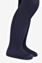 Girl's Pretty Knit Navy Blue Pantyhose - 3