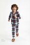 Unisex Children's Plaid Light Long Sleeve Buttoned Cotton Pajama Set - 4
