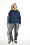 Women's Oversize Sweatshirt with Faded Effect, Washed Crew Neck, 100% Cotton - 3
