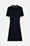Women's Navy Blue Striped A-Line Mini Dress - 2