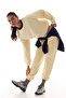 Ecru High Waist Pocketed Cotton Jogger - 5