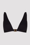 Black Maya Deep V Neck Bikini Top with Accessory Detail - 6