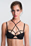 Black Nova Lace-Up Detailed Unlined Unpadded Bra