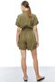 Women's V-Neck Elastic Waist Buttoned Mini Jumpsuit - 8
