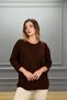Women's Dark Brown Boat Neck Lycra 100% Cotton Yarn Thin Knitwear Blouse - 3