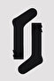 Girl's Black Ribbon Trouser Socks - 2