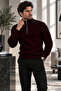 Men's Knitwear Sweater Half Zipper Turtleneck Knitted Patterned Long Sleeve Winter Sweater