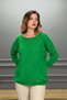 Women's Green Boat Neck Star Openwork Lycra 100% Cotton Yarn Thin Knitwear Blouse