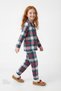 Unisex Children's Plaid Light Long Sleeve Buttoned Cotton Pajama Set - 3