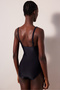 Basic Shirred Corset Black Swimsuit - 3