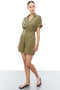 Women's V-Neck Elastic Waist Buttoned Mini Jumpsuit - 4