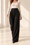 Women's Stretch Fabric Hook-and-Loop Closure Black Palazzo Pants - 3