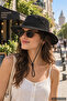 Black Summer Foldable Safari Fedora Hat Unisex - 3
