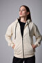 Defy's Women's Oversize Hooded Zipper Pocket Sweatshirt - 4