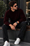 Men's Ecru Knitwear Sweater Crew Neck Knitted Patterned Long Sleeve Winter Sweater - 3
