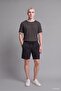 100% Cotton Relax Fit Elastic Waist Black Bermuda Shorts H7661Ax26Hs