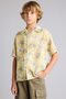 Oversize Wide Fit Polo Collar Patterned Viscose Short Sleeve Shirt Boys F5671A825Hs - 4