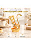 6-piece gold sweet coffee tea spoon set with swan holder, embroidered decorative elegant presentation set, luxury set - 7