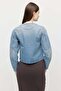 Women's Pocket Detail Collarless Denim Jacket - 5