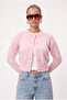 Women's Tilia Crop Pink Knit Cardigan - 2
