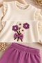 Baby Girl Floral Embroidered 2-Piece Set with Ruffle Detail, Seasonal Baby Set - 5